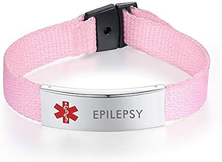 Unisex Sports Medical Alert Bracelet - Epilepsy ID Tag with Adjustable Canvas Band and Slide Clasp, Rope Chain Design