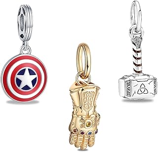LONNGHOOP Film Cartoon 925 Sterling Silver Charms Iron Cool Man Golden Bear Spider Bead Charms fit Women Bracelets Necklace, Mother's Day Birthday Christmas Jewelry Collection Gifts Girls