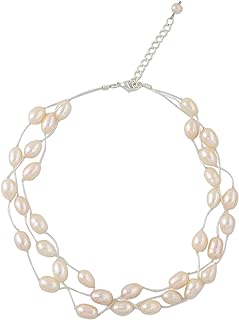 NOVICA Dyed Peach Cultured Freshwater Pearl Beaded Necklace, 14.25" 'Charming Rose'