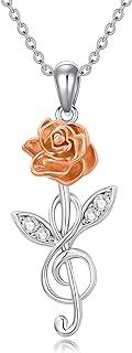 Lab-Grown Diamond Flower Music Note Necklace in Sterling Silver for Women and Girls