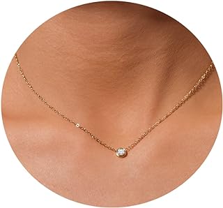 QIHOO Dainty Gold Necklace for Women Trendy,14K Gold Delicate Necklace Diamond for Women Cross Square Heart Choker Leaf Beach Necklaces Aesthetic Gold Jewelry