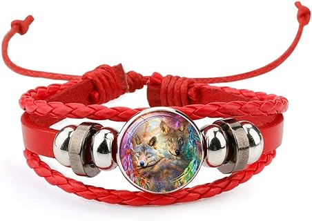 Gooey Adjustable Wolf Braided Leather Bracelet - Cute Bangle Bracelets for Women, The Pretty Gifts for Women