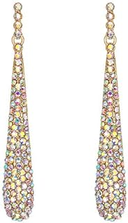 Elegant Bridal BriLove Teardrop Crystal Dangle Earrings with Pierced Back Finding for Women