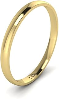 LANDA JEWEL Solid 14k White Rose Yellow Gold 2mm Light Court Shape Comfort Fit Polished Wedding Ring Plain Band