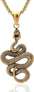 Stainless Steel Snake Pendant Necklace with Lobster Clasp and Box Chain for Punk Style Enthusiasts