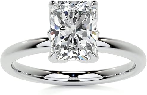 3 CT Radiant Moissanite Diamond Engagement Ring in 10K Solid White Gold for Women, Handcrafted Bridal Jewellery