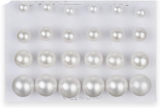 Pearl Stud Earrings Set Bridal Simulated Pearl Earrings for Women Girls White Pearl Earrings Studs for Wedding Brides Bridesmaids 12Pairs Birthday Christmas Gift