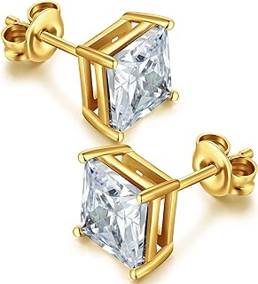 Jiahanzb 18K White Gold Plated Sparkling CZ Diamond Stud Earrings 925 Sterling Silver Cubic Zirconia Stud Earrings Hypoallergenic Simulated Diamond Stud Earrings for Women/Men 4MM-8MM