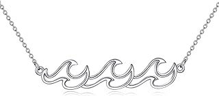 925 Sterling Silver TIGER RIDER Wave Necklace with Crystal and Cable Chain for Women- Elegant Ocean-themed Jewelry Gifts for Wife, Mother, or Girlfriend