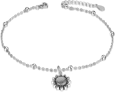 Lobster Claw Clasp Sunflower Bead Bracelet with Box Chain in Sterling Silver for Women and Girls - Dragonfly/Otter/Butterfly Design