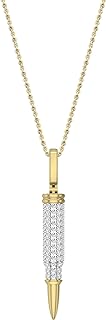 Dazzlingrock Collection Round Lab Grown White Diamond Military Style Unisex Bullet Pendant with 18 inch Chain (1.40 ctw, Color H-I, Clarity SI2) in Gold