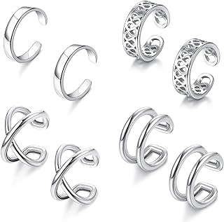 ORAZIO 4 Pairs 925 Sterling Silver Ear Cuff Earrings for Women Adjustable Non Pierced Fake Clip On Cartilage Helix Ear Piercing Earrings Silver 4 Various Styles
