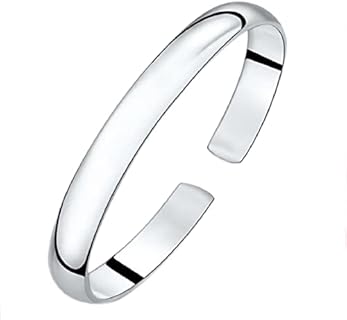 Harlorki Shiny 925 Silver Plated Adjustable Open Bangle Cuff Bracelet Love Friendship Gift Personalized Costume Jewelry for Women Lady