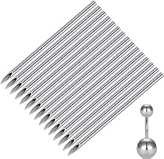 DJCIW 50-Pack of 14G Stainless Steel Sterilized Disposable Piercing Needles for Belly, Navel, Tongue, Nipple, and Labret Lip Piercing