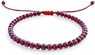 Positivelady Red String Bracelet Anklet Garnet January Birthstone Beaded Adjustable Unisex Birthday Commemorative Gift