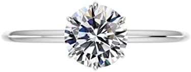 Nitya Jewels 3 CT Round Diamond Moissanite Engagement Ring Wedding Ring Band Solitaire Halo Hidden Prong Silver Jewelry Anniversary Promise Rings