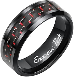 King Will Men's Tungsten Customize Carbon Fiber Ring Personalized Tungsten Carbide 8mm Carbon Fiber Inlay Comfort Fit Wedding Band Ring
