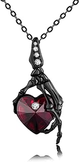 Skull Necklace 925 Sterling Silver Skeleton Hand Necklace Skull Hand Pendant Necklace Gothic Punk Skeleton Necklace Jewelry Gifts for Women Christmas Halloween Birthday