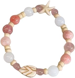 GYRMMUE Pink Star Bracelet Cute Kawaii Bracelet Elastic Bracelet Ceramic Starfish Bracelet Y2k Beaded Bracelet for Women Girls Teen