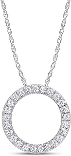 Spring Ring Clasp Lab Grown Diamond Circle Pendant Necklace with Rope Chain for Women in Round Design - Savearth Diamonds 14k Rose Gold Plated Silver