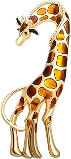 Enamel Giraffe Animal Brooch Pin for Women Girls Men Fashion Rhinestone Gold Tone Exquisite Big Dress Hat Costume Accessories Creative Christmas Birthday Holiday Decor Jewelry Gift for Pet Lover