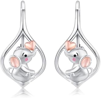 Lever Back 925 Sterling Silver Elephant Hoop Huggie Earrings for Women and Girls, Hypoallergenic Animal-Themed Jewelry