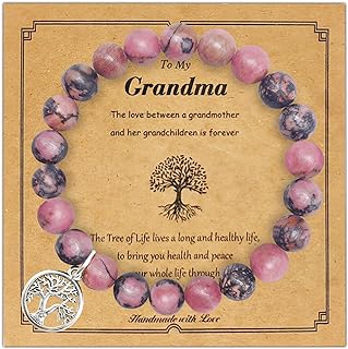 Durable Elastic Rhodonite 10mm Bead Bracelet, Natural Stone Tree of Life Design, Perfect for Grandma - Ideal Mother's Day, Christmas, Birthday Gift from China
