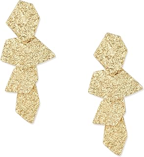 LILIE&WHITE Gold-Plated Brass Hoop Clip On Earrings for Women with Unique Geometric Design