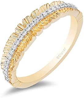 10K Yellow Gold Clasp, Pocahontas Feather Engagement Ring, White Diamond Gem, For Her, Feather Design