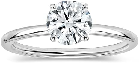 Round Lab Grown White Diamond Classic Solitaire Engagement Ring for Women in 925 Sterling Silver