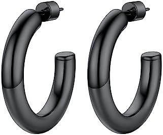 316L Stainless Steel Chunky Open Hoops, Statement Hoop Earrings for Women, Hypoallergenic, Size: 30mm/40mm/60mm/80mm, Come Gift box