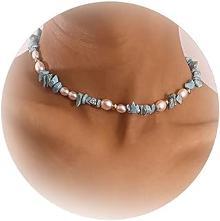 Turquoise Choker Necklace Bohemian Pearl turquoise Necklace Western Statement Beaded Necklaces Adjustable Jewelry for Women