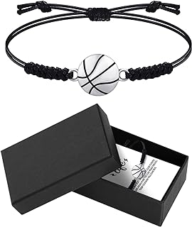 WILLBOND Basketball Bracelet Basketball Charm Bracelet with Cardboard and Box Basketball Volleyball Gift Basketball Accessories Sports Fan Bracelets Adjustable Woven Jewelry Sports Party Gift