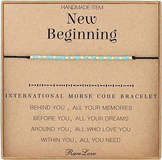 RareLove New Beginning Gifts for Women Morse Code Beaded Bracelet,Inspirational Encouragement for Friends,Divorce Breakup Get Well Gifts,Waterproof Secret Message Bracelets Tiny Pony Seed