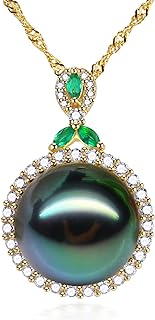 Spring Ring Clasp 18K Gold Plated Sterling Silver Box Chain Necklace with Authentic 12-13mm Tahitian Black Pearl Pendant - Perfect Gift for Women on Christmas, Mother's Day, Valentine's Day