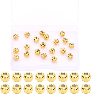 Beadia 18K Gold Plated Stopper Beads for DIY Jewelry - Versatile Round Design Beads with Silicon Insert for Bracelet Length Adjustment - 20pcs Set of 5mm Beads