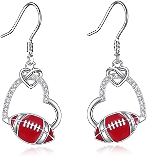 POPLYKE Sterling Silver Football Volleyball Dangle Earrings Hypoallergenic Sports Ball Jewelry Gifts for Women Sports Lovers