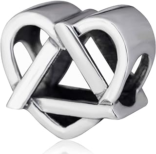 Choruslove Antique Sterling Silver Bracelet Charms with Adoption Symbol - Reflective Heart and Triangle Design for European 3mm Bracelet