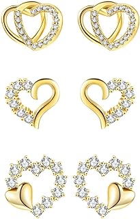 Simulated Diamond Stud Earrings for Women Hypoallergenic Sterling Silver CZ Stud Earring Set | Friction Butterfly Backs