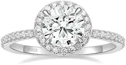 1.5 CT Moissanite Engagement Rings For Women 925 Sterling Silver Rings Round Cut Halo Promise Wedding Rings Stunning Wedding Bands for Women Size 4-10