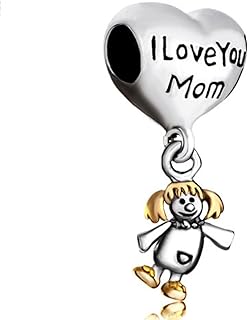 CharmSStory Heart I Love You Mom Mother Daughter Sister Silver Plated Charms Beads for Bracelets
