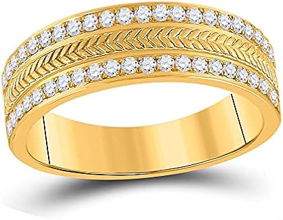The Diamond Deal 14kt Yellow Gold Mens Round Diamond Wedding Wheat Band Ring 1/2 Cttw