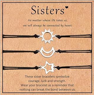 DAPUBO Friendship Bracelets for 3, Trio Bracelets for Best Friends, Sister Matching Distance Bracelet, Adjustable Birthday Friendship Jewelry Gifts for Women Girl Bff