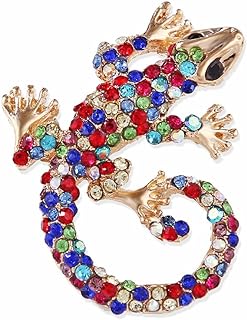 Vintage Crystal Lizard Brooch with Pin Back, Unisex Gold-Tone Zinc Alloy Fashion Accessory in Unique Reptile Design
