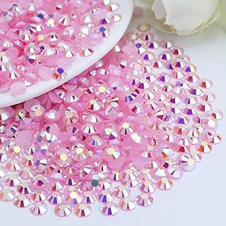 Briskbloom 3000PCS 3mm Resin Flatback Rhinestone, Light Pink AB Color Flatback Jelly Resin Rhinestones for Mugs, Bottles, Tumblers, Craft Decoration, Loose Bling Glitter Diamond Stone
