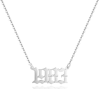 Birth Year Necklace for Women,Stainless Steel Birth Year Number Pendant Necklace Birthday Anniversary
