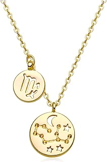 18K Gold-Plated Virgo Pendant Necklace with Lobster Clasp and Cubic Zirconia Accent for Women, Zodiac-Inspired Design
