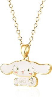 Hello Kitty Sanrio Womens Cinnamoroll Necklace 18", Flash-Plated Cinnamoroll Enamel 3D Pendant Necklace Official License