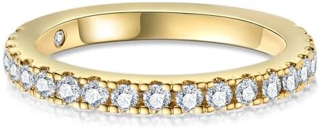 Modern Elegance Moissanite Gemstone Half Eternity Wedding Band in Gold-Plated Copper, Size 4 Statement Ring for Women, GRA Certified