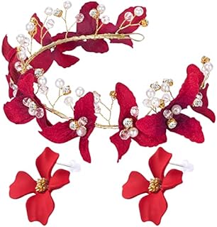 Rhinestone Red Rose Tiara Engagement Ring, Alloy Floral Crown Headband for Women & Girls - Ideal Shape for Weddings, Engagements, Birthdays & Christmas Decor